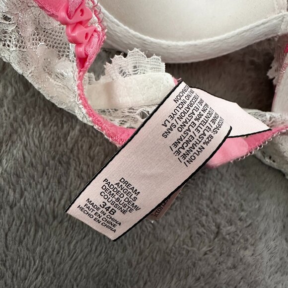 NWT Victoria's Secret Dream Angels Padded Demi Bra 34B Pink Stripe Push Up - Picture 5 of 5